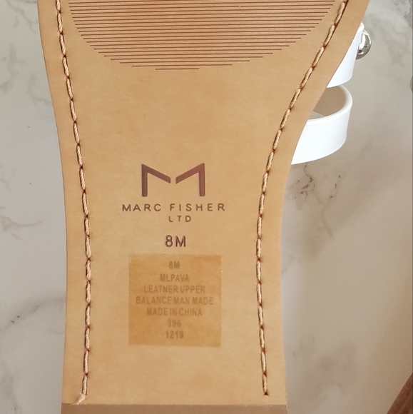 Marc Fisher White Leather Pava Slide Sandals Size 8M - Picture 13 of 16